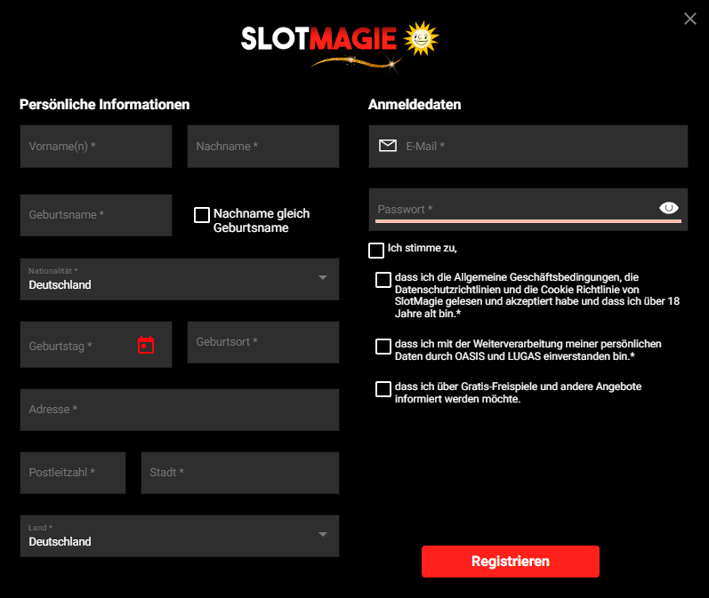 SlotMagie Registrierung